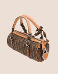 CHRISTIAN D1OR BROWN TROTTER ROMANTIQUE MINI BARREL BAG