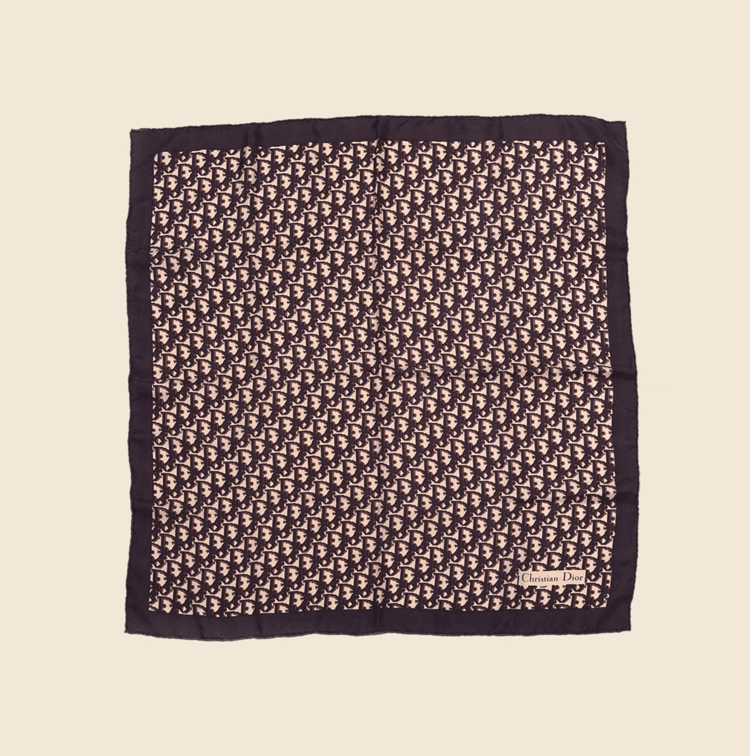 CHRISTIAN D1OR BROWN OBLIQUE SILK SCARF