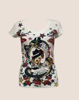 CHRISTIA D1OR 2004 GITANE PRINT V-NECK T-SHIRT