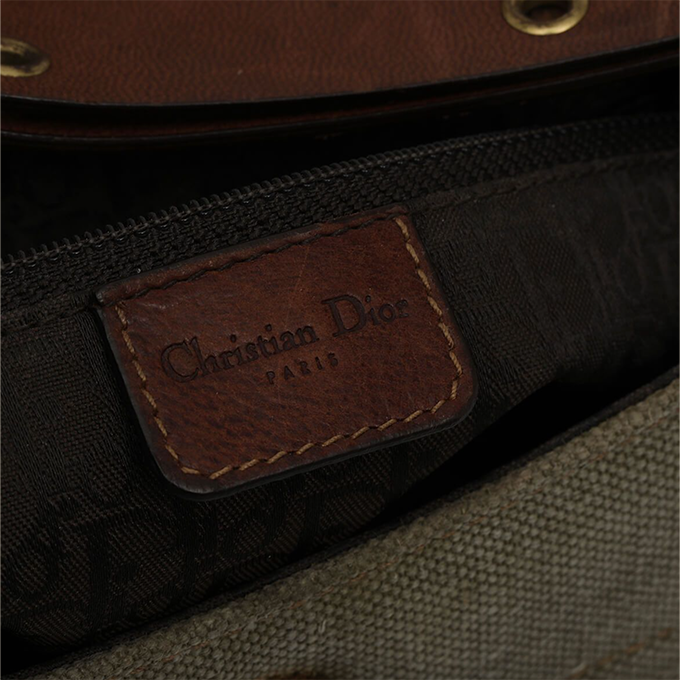 CHRISTIAN D1OR 2003 KHAKI BROWN LEATHER STREET CHIC SHOULDER BAG