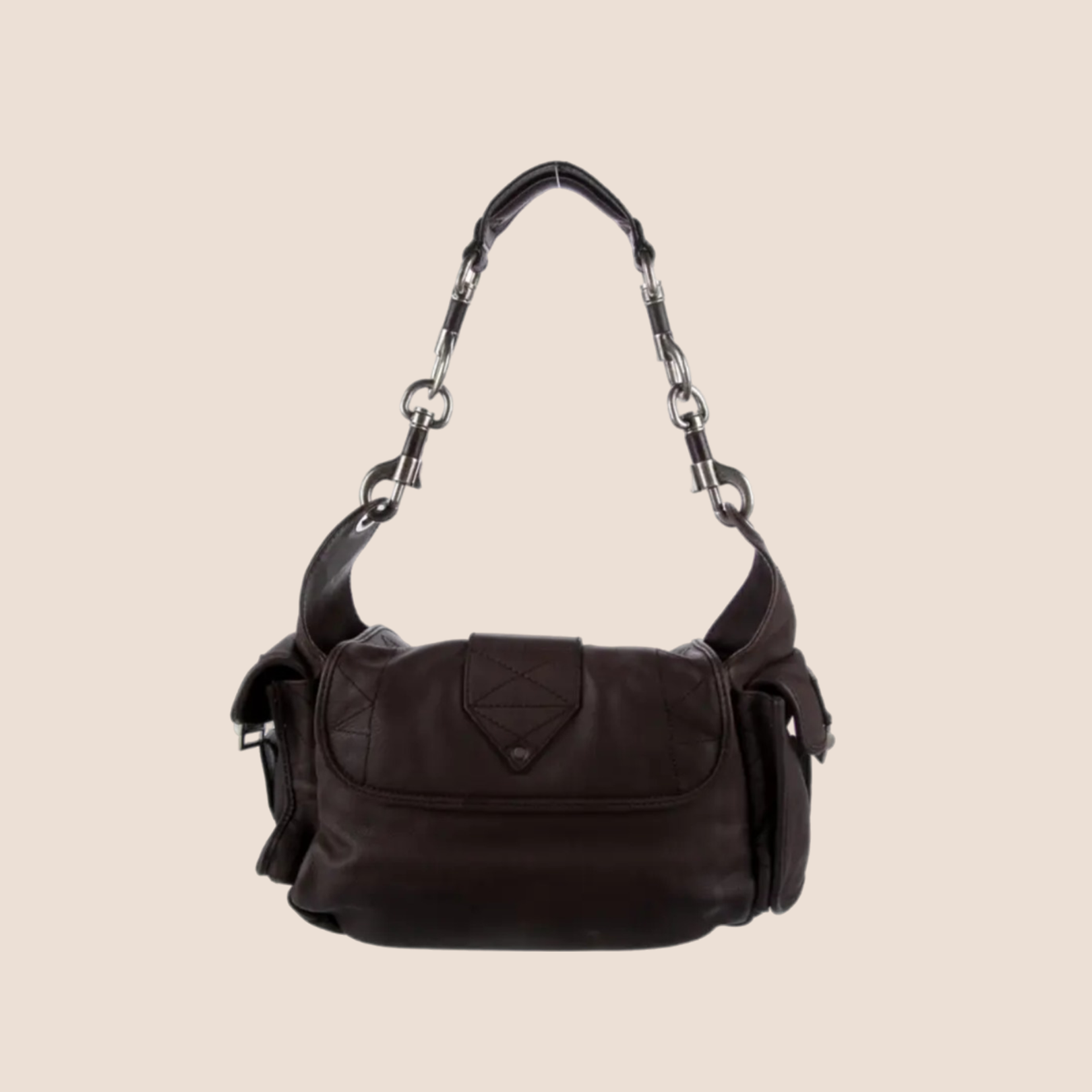 CHRISTIAN D1OR 2006 BLACK LEATHER REBELLE BAG