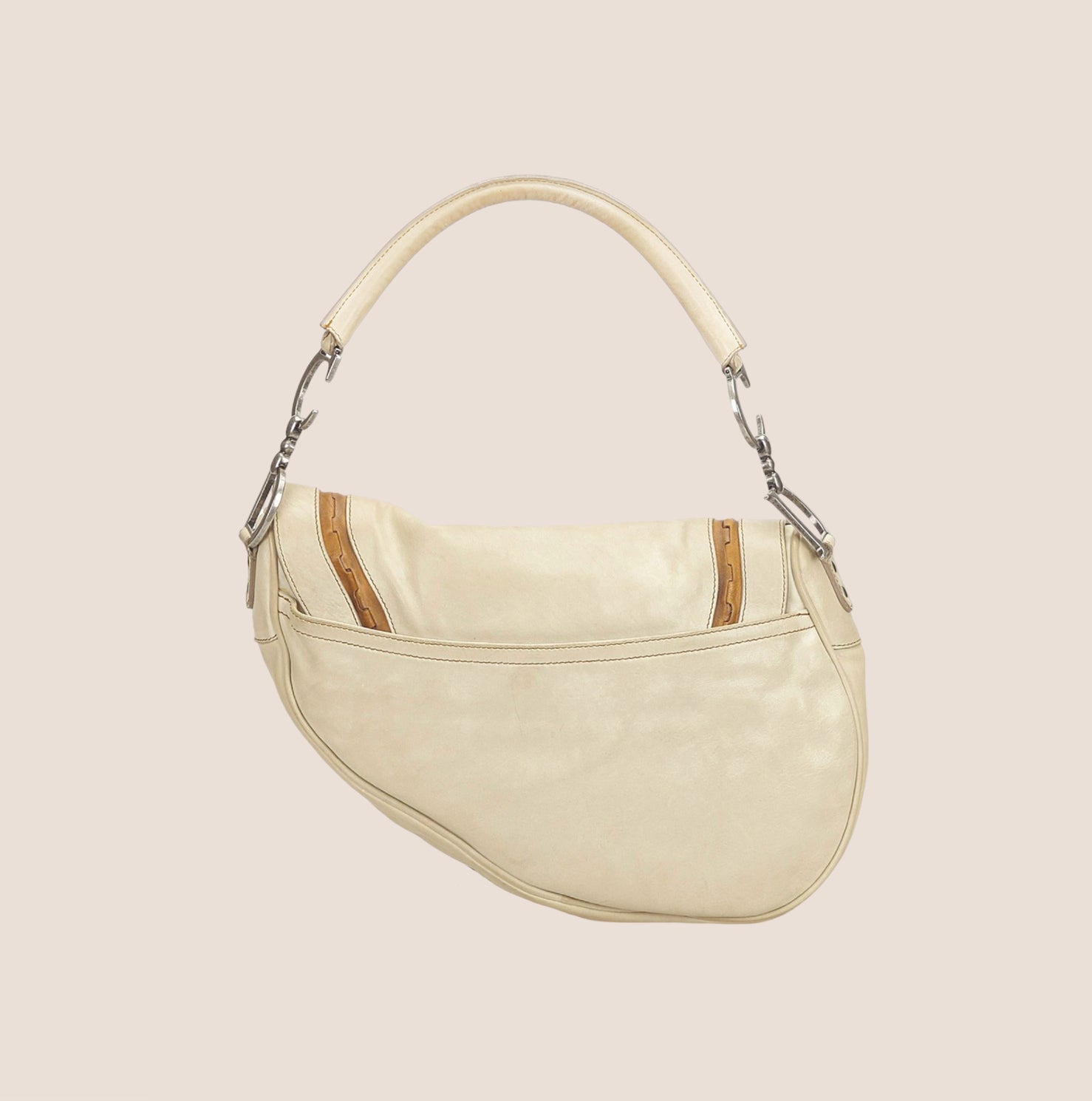 CHRISTIAN D1OR 2007 BEIGE LEATHER GAUCHO SADDLE BAG
