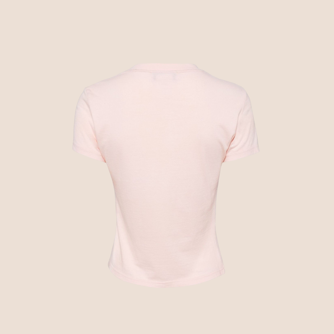 CHRISTAN D1OR PINK DENIM LOGO PATCH T-SHIRT