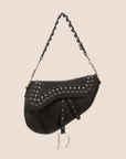 CHRISTIAN D1OR 2004 BLACK CRYSTAL GROMMET SADDLE BAG