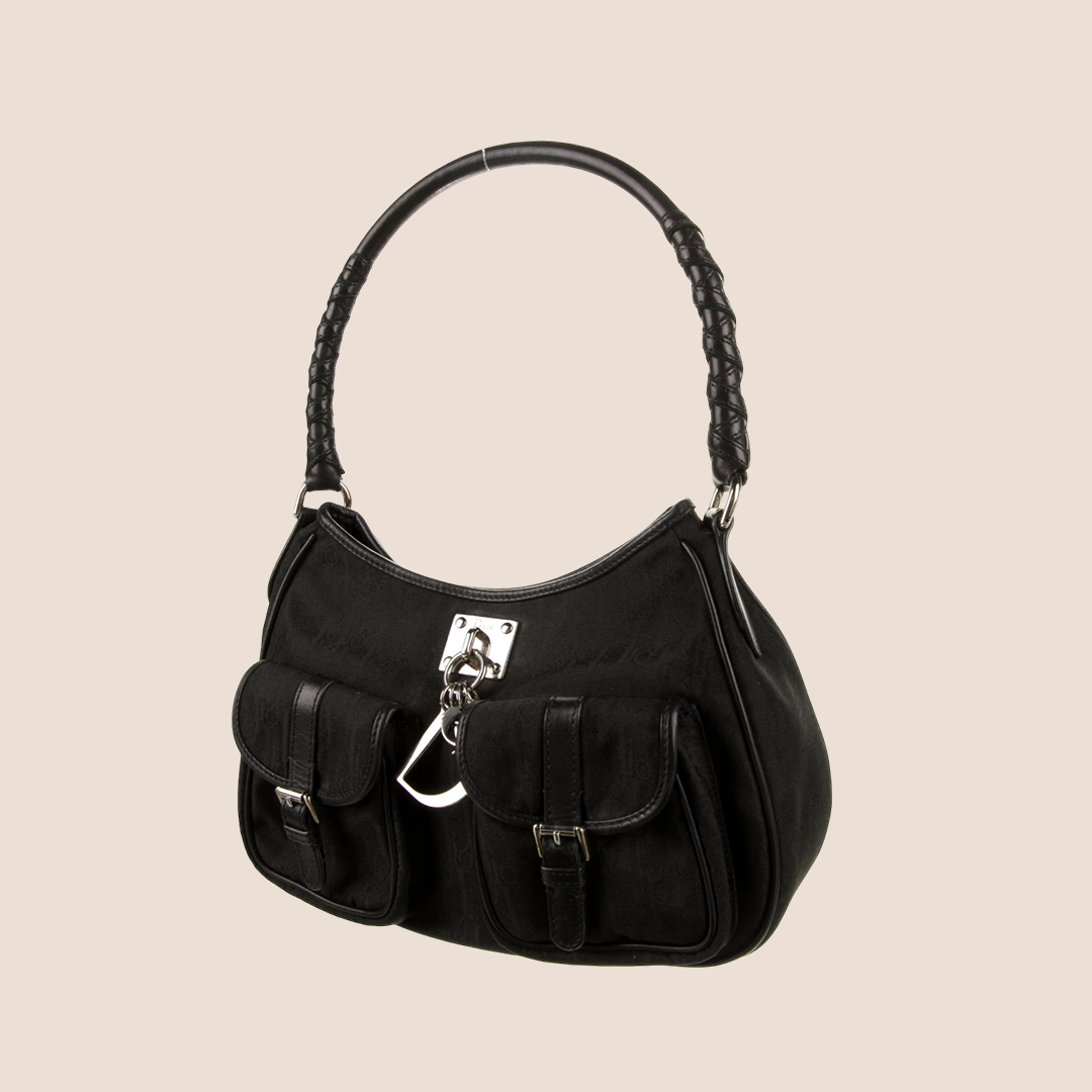 CHRISTIAN D1OR BLACK D1ORISSIMO LOVELY CHARMS SHOULDER BAG
