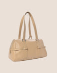 CHRISTIAN D1OR BEIGE LEATHER LOGO SPELL OUT CHARM BOSTON BAG