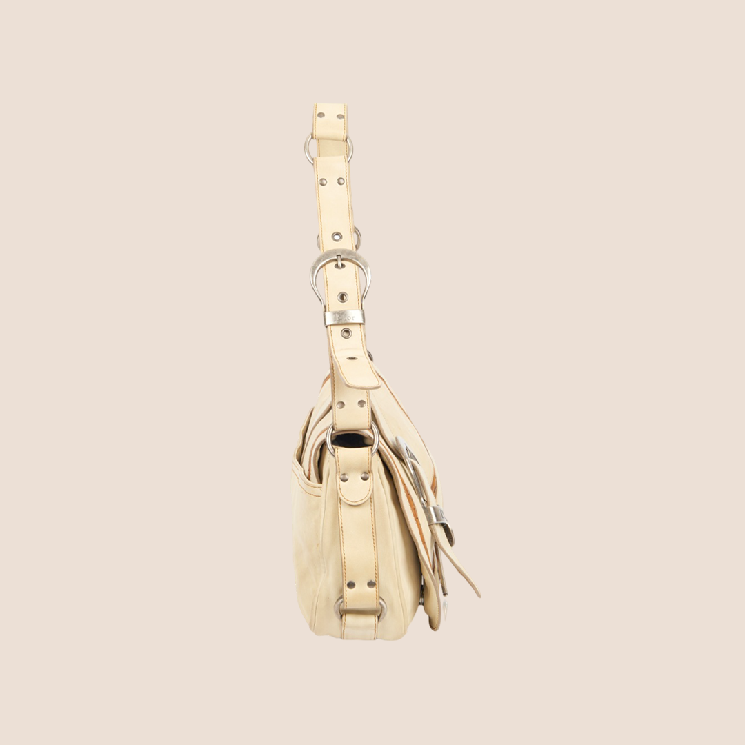 CHRISTIAN D1OR 2006 NEUTRAL BEIGE GAUCHO SHOULDER BAG