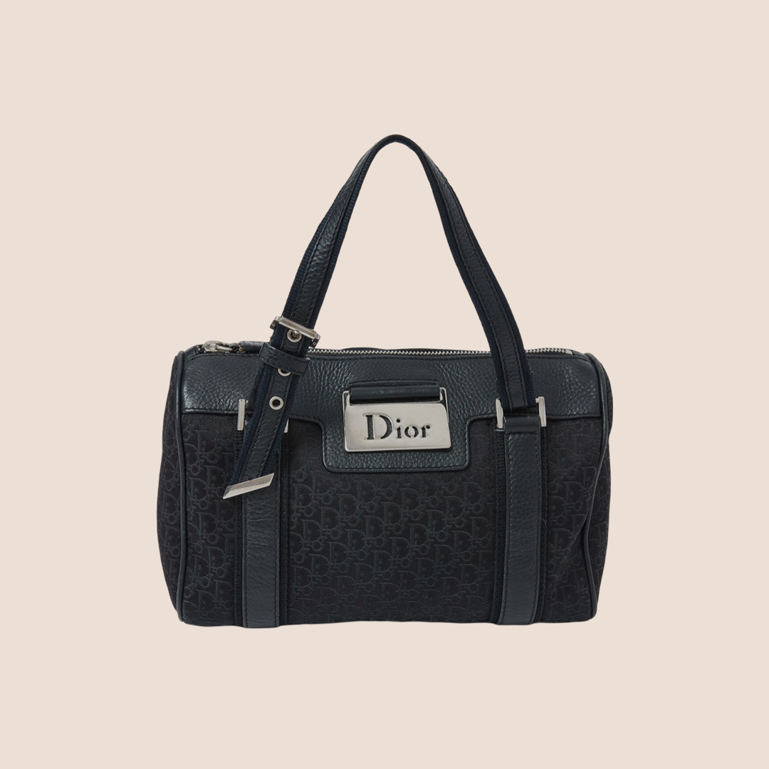 CHRISTIAN D1OR 2007 BLACK TROTTER STREET CHIC MINI BOSTON BAG