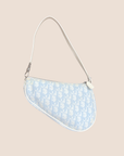 CHRISTIAN D1OR BABY BLUE OBLIQUE CANVAS SADDLE BAG