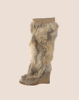 CHRISTIAN D1OR BEIGE FUR & SUEDE KNEE LENGH BOOTS