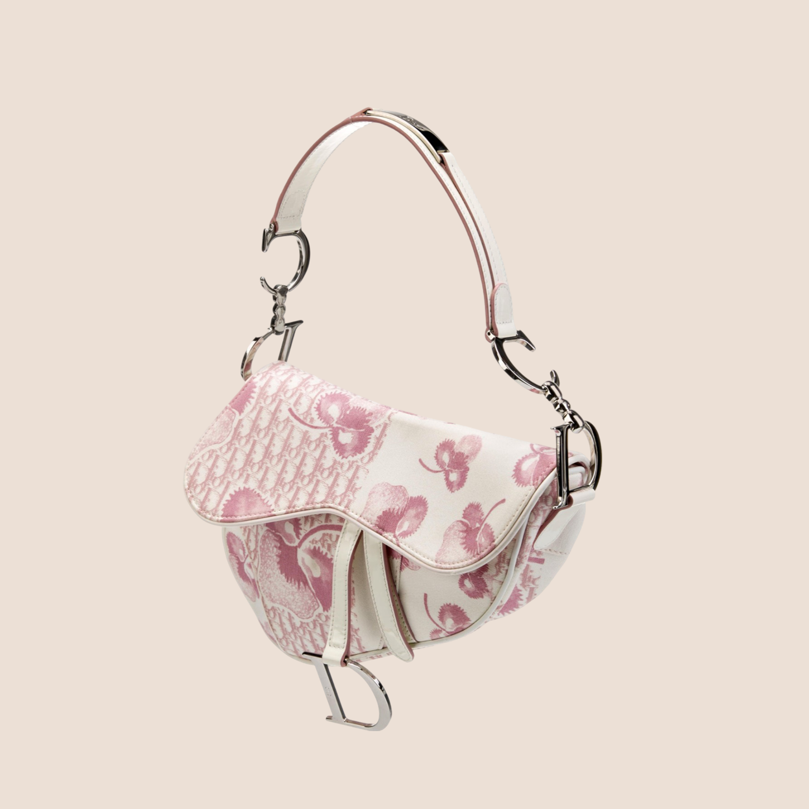 CHRISTIAN D1OR 2004 GIRLY PINK CHERRY BLOSSOM SADDLE BAG
