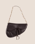 CHRISTIAN D1OR 2000 BROWN OSTRICH LEATHER CHAIN SADDLE BAG