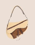 CHRISTIAN D1OR 2005 BROWN SHEARLING FLIGHT SADDLE BAG