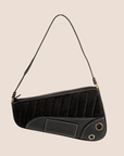 CHRISTIAN D1OR BLACK PERFORATED LEATHER CADILLAC SADDLE BAG