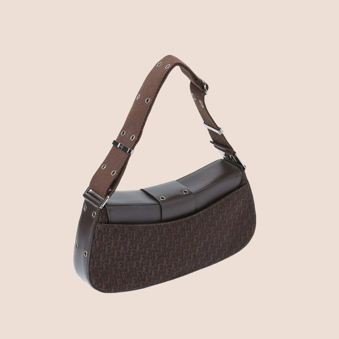 CHRISTIAN D1OR BROWN STREET CHIC COLUMBUS SHOULDER BAG