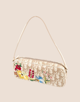 CHRISTIAN D1OR 2004 BEIGE TROTTER FLORAL EMBROIDERED MINI SHOULDER BAG
