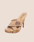 CHRISTIAN D1OR BROWN SUEDE PEACE LOGO PLATFORM HEELS