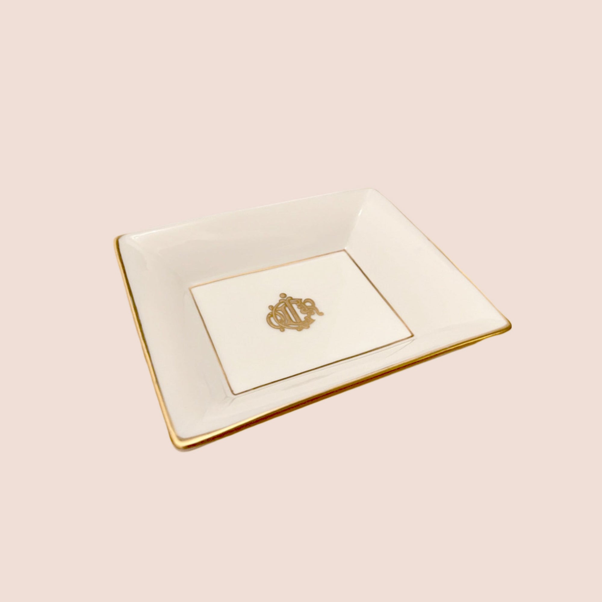 CHRISTIAN D1OR 1990s D1OR LOGO PORCELAIN JEWELRY TRAY