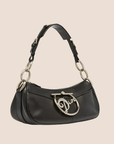 CHRISTIAN D1OR BLACK LEATHER LOGO DIVA BAG