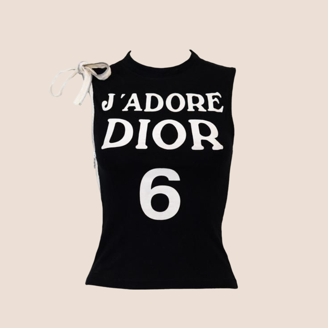CHRISTIAN D1OR 2001 "J'ADORE D1OR 6" ZIPPER SLEEVELESS TANK TOP