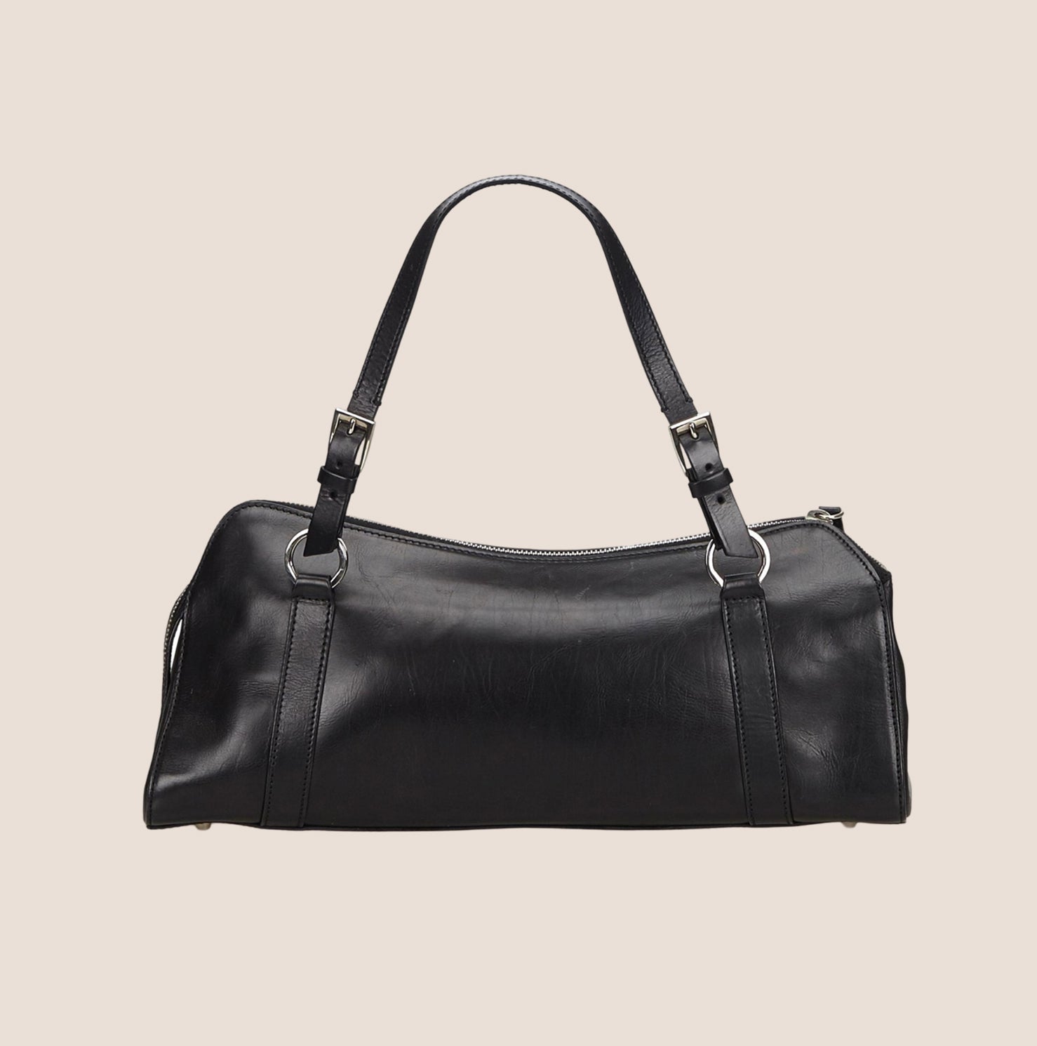 CHRISTIAN D1OR 2004 BLACK LEATHER HARDCORE BOSTON BAG