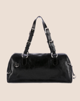 CHRISTIAN D1OR 2004 HARCORE PIERCED BLACK LEATHER BOSTON BAG
