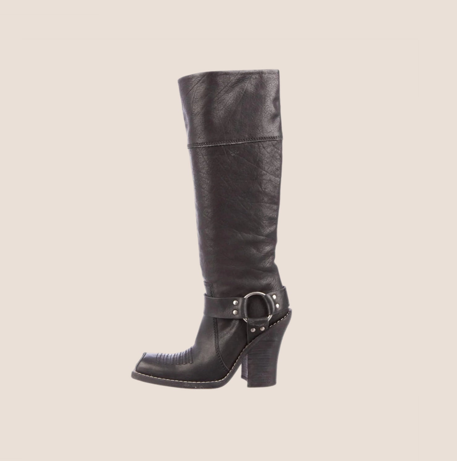 CHRISTIAN D1OR 2000 BLACK LEATHER HARNESS BOOTS