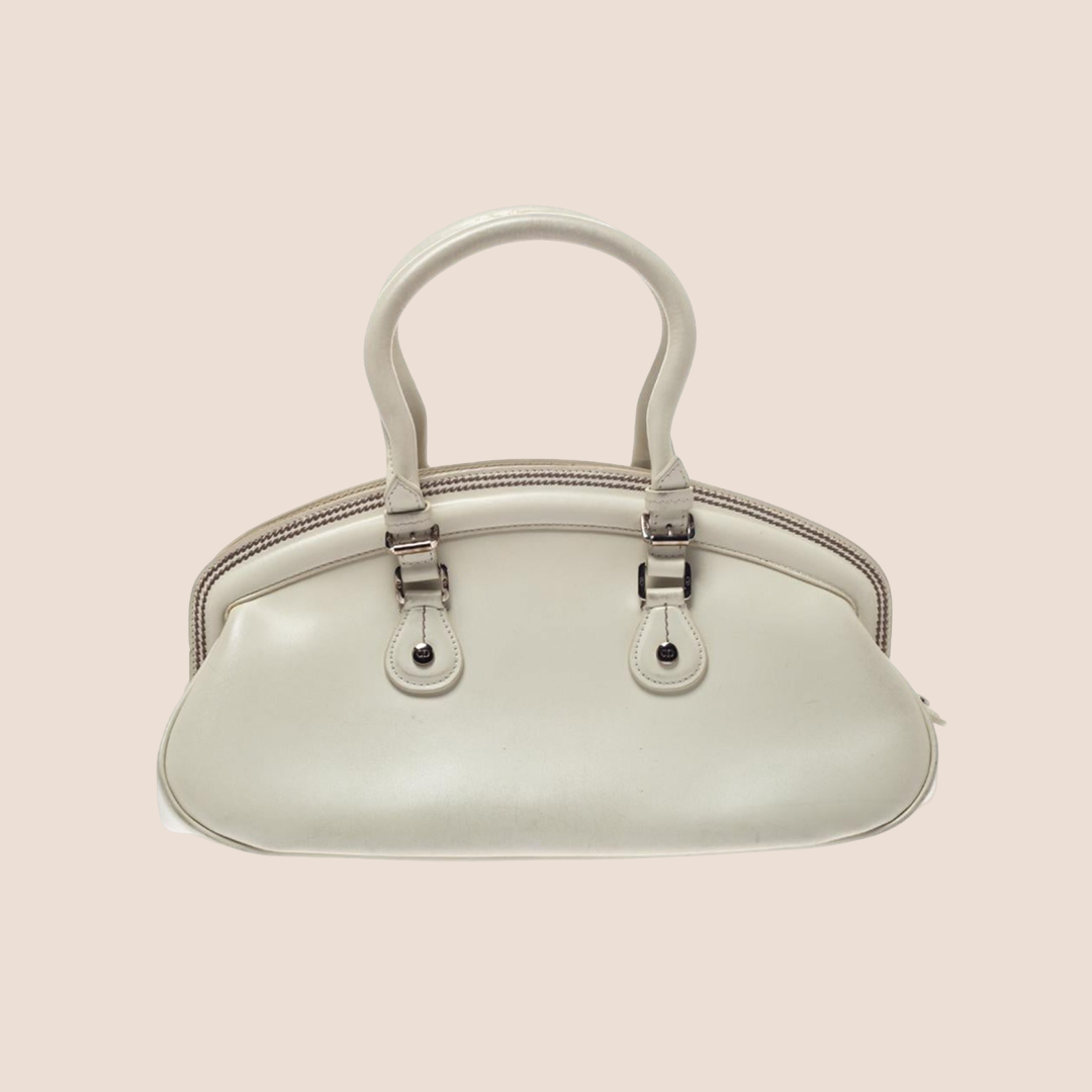 CHRISTIAN D1OR 2005 WHITE LEATHER DETECTIVE BAG