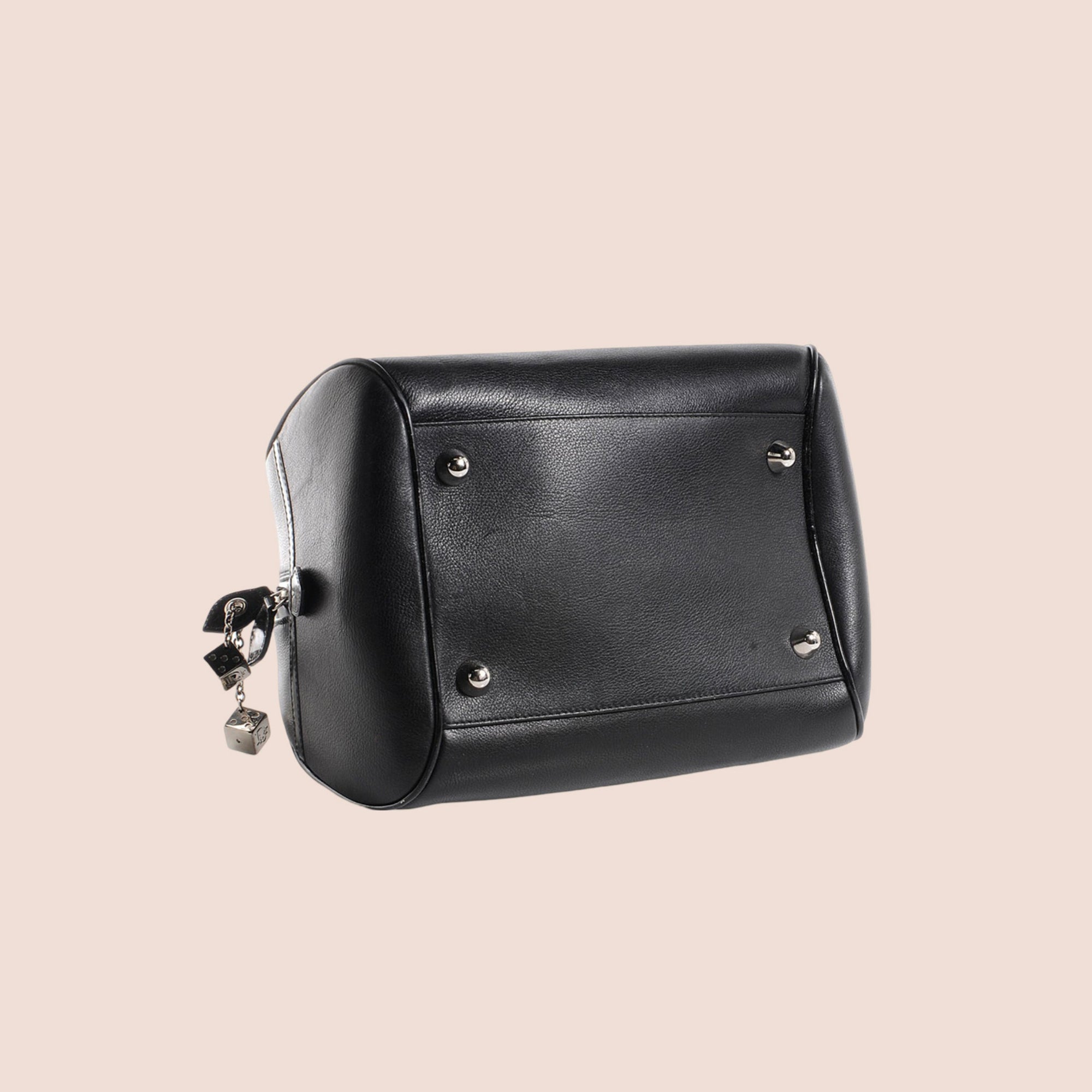 CHRISTIAN D1OR 2004 BLACK LEATHER GAMBLER DICE BOWLER BAG