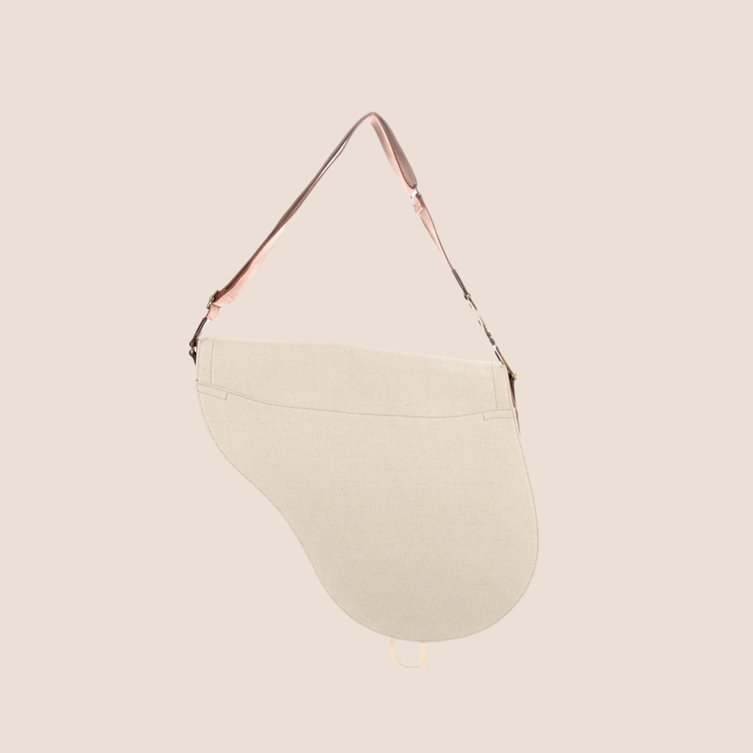 CHRISTIAN D1OR 2002 NATURAL BEIGE &amp; BROWN SADDLE BAG