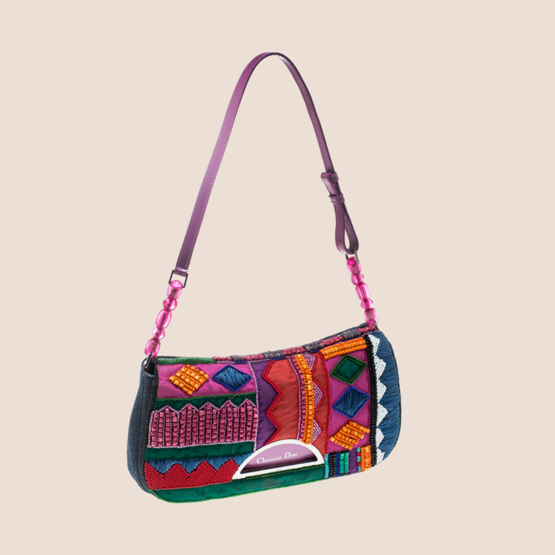 CHRISTIAN D1OR BEADED MULTICOLOUR MALICE SHOULDER BAG