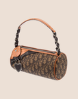CHRISTIAN D1OR BROWN ROMANTIQUE TROTTER BARREL BAG