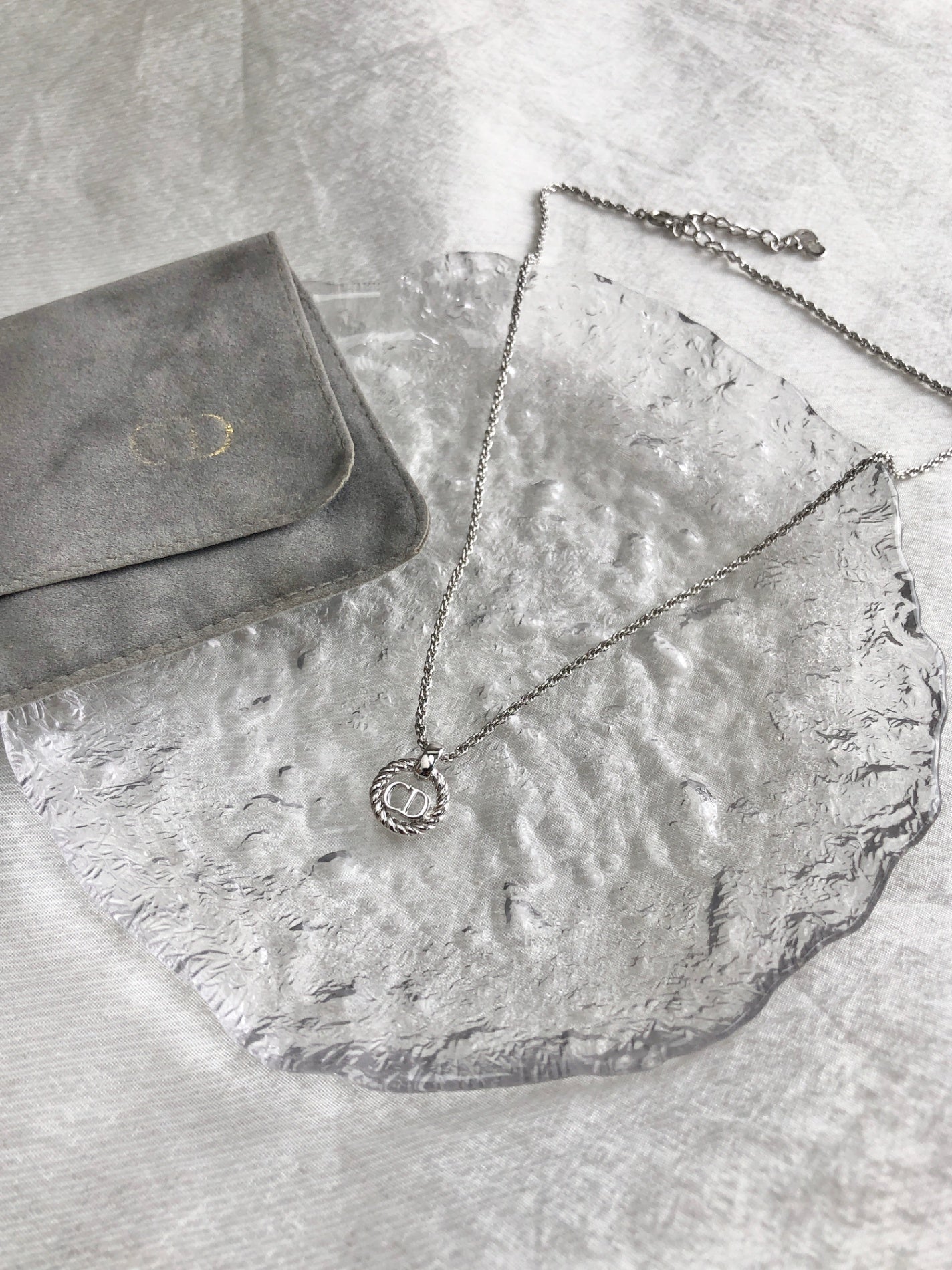 Christian D1OR CD Logo Necklace Silver Vintage pfrat8