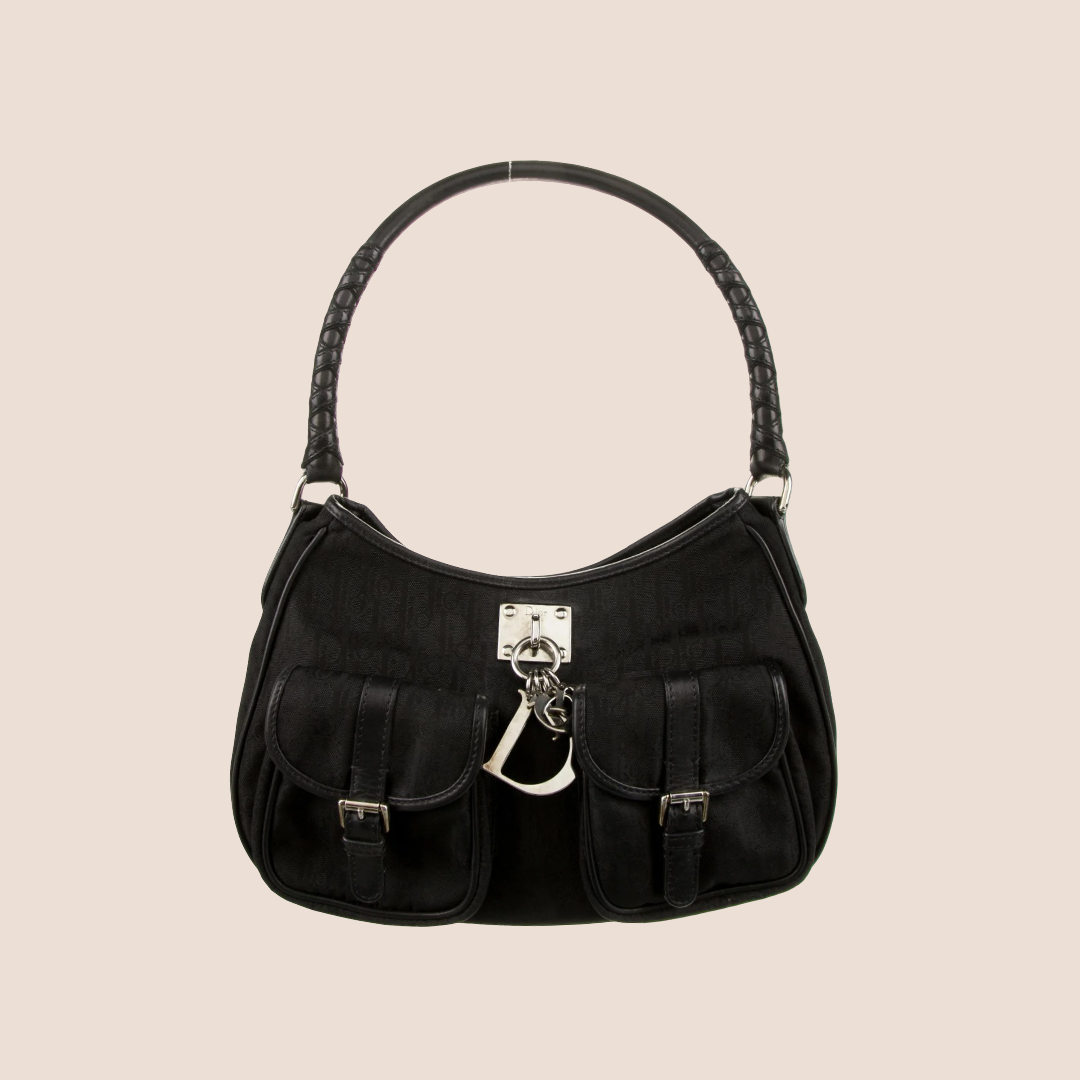 CHRISTIAN D1OR BLACK D1ORISSIMO LOVELY CHARMS SHOULDER BAG