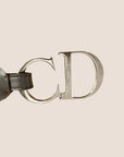 CHRISTIAN D1OR 2000 BROWN LEATHER STUDDED CD BUCKLE BELT