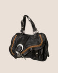 CHRISTIAN D1OR BLACK LEATHER GAUCHO SADDLE HANDBAG
