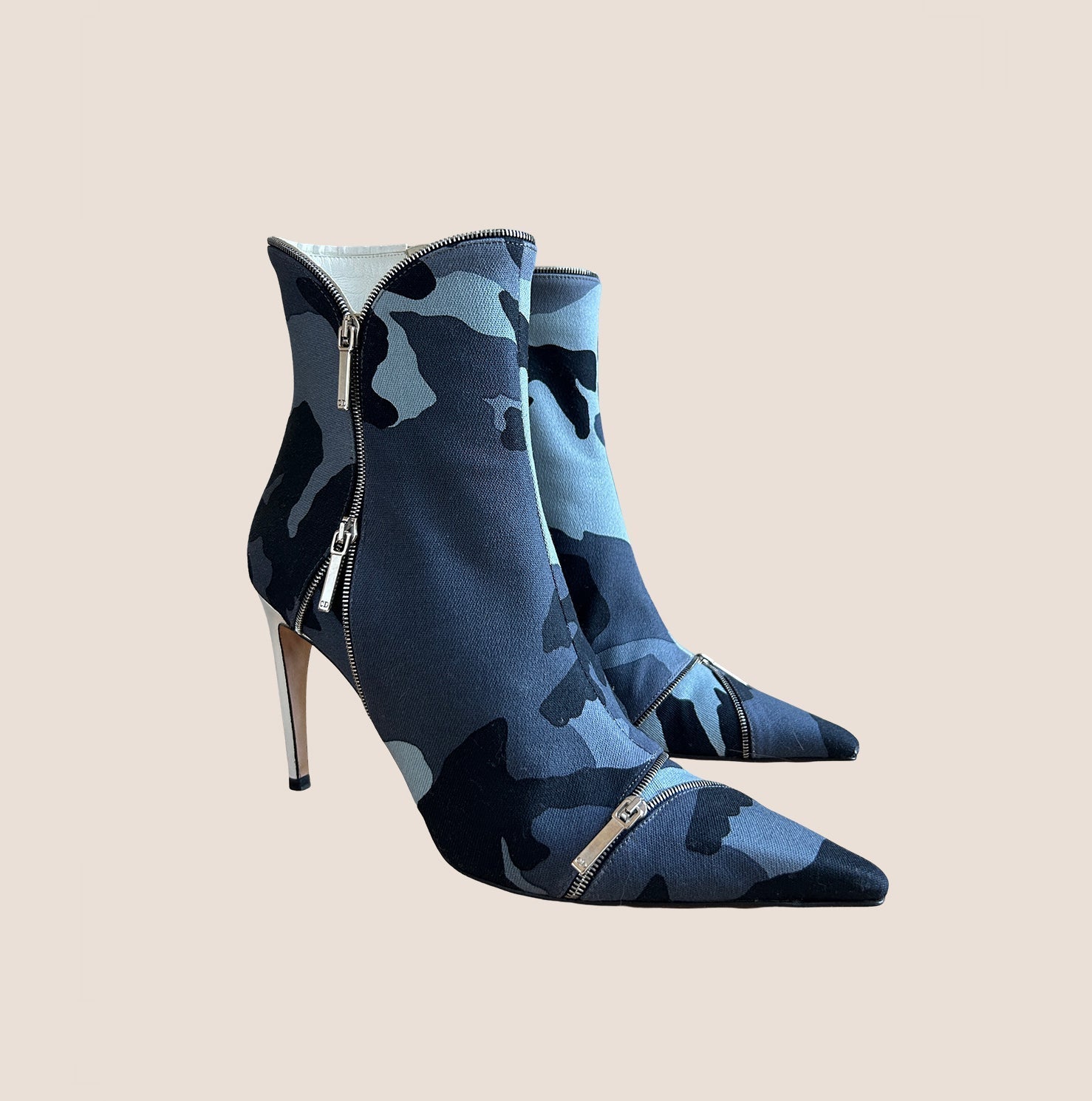 CHRISTIAN D1OR 2000 BLUE CAMOUFLAGE PRINT BOOTIES