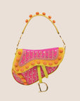 CHRISTIAN D1OR 2002 MULTICOLOR VELVET LIMITED EDITION POM POM SADDLE BAG