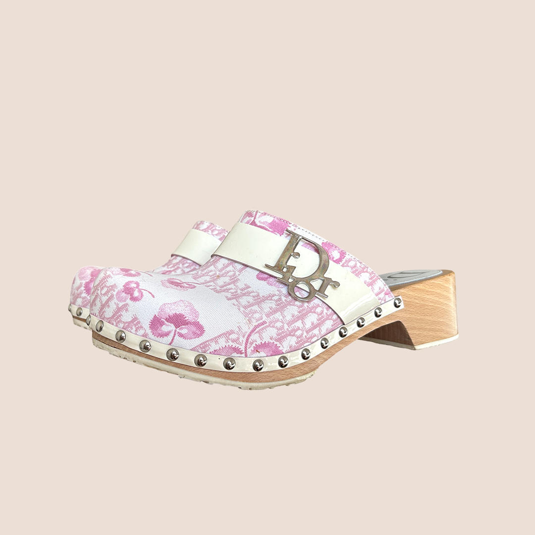 CHRISTIAN D1OR 2004 CHERRY BLOSSOM CLOG MULES