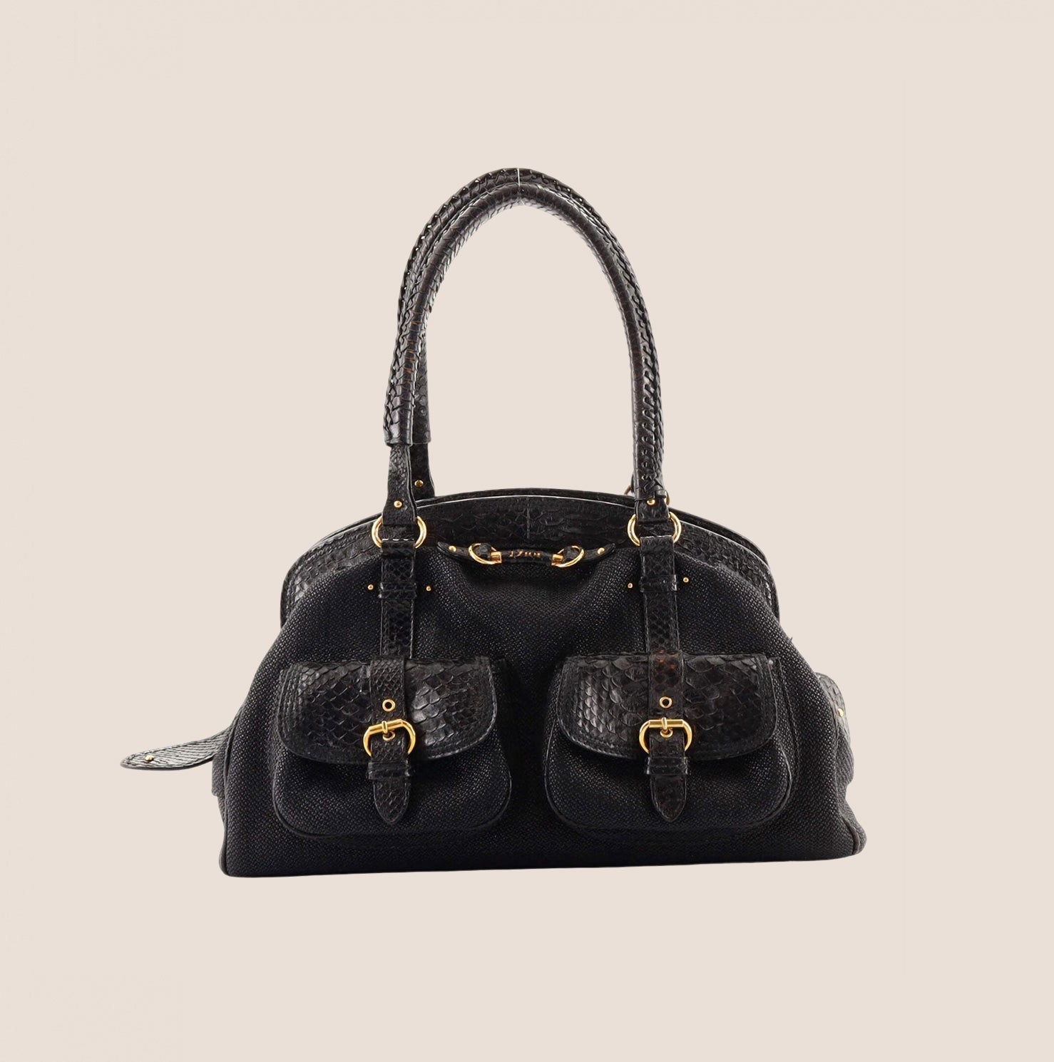 CHRISTIAN D1OR BLACK PYTHON DETECTIVE BAG