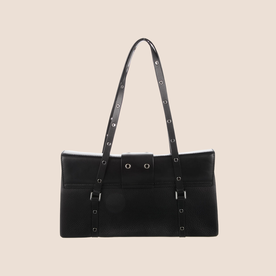 CHRISTIAN D1OR 2002 BLACK STREET CHIC BOXY SHOULDER BAG
