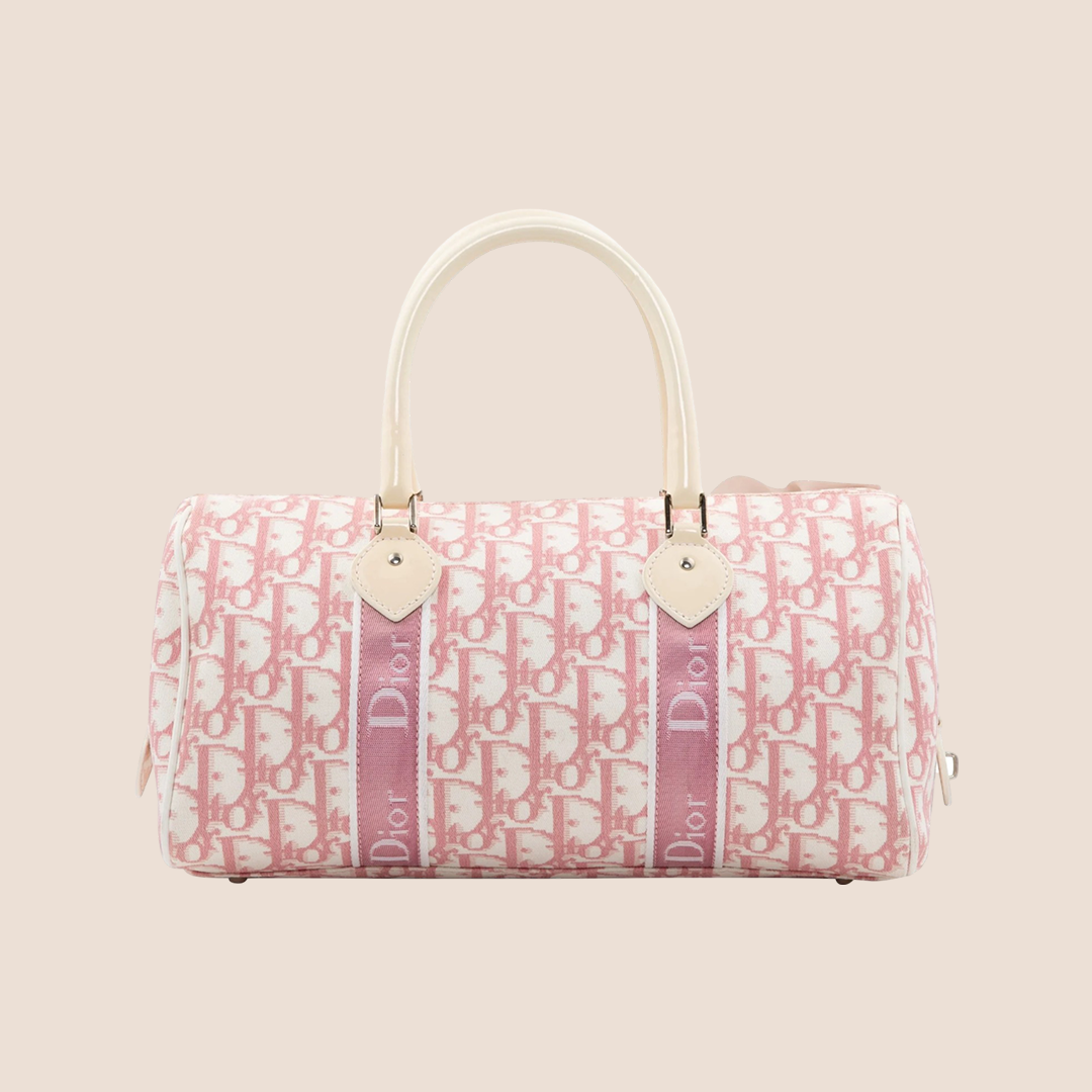 CHRISTIAN D1OR 2004 PINK TROTTER GIRLY BOSTON BAG