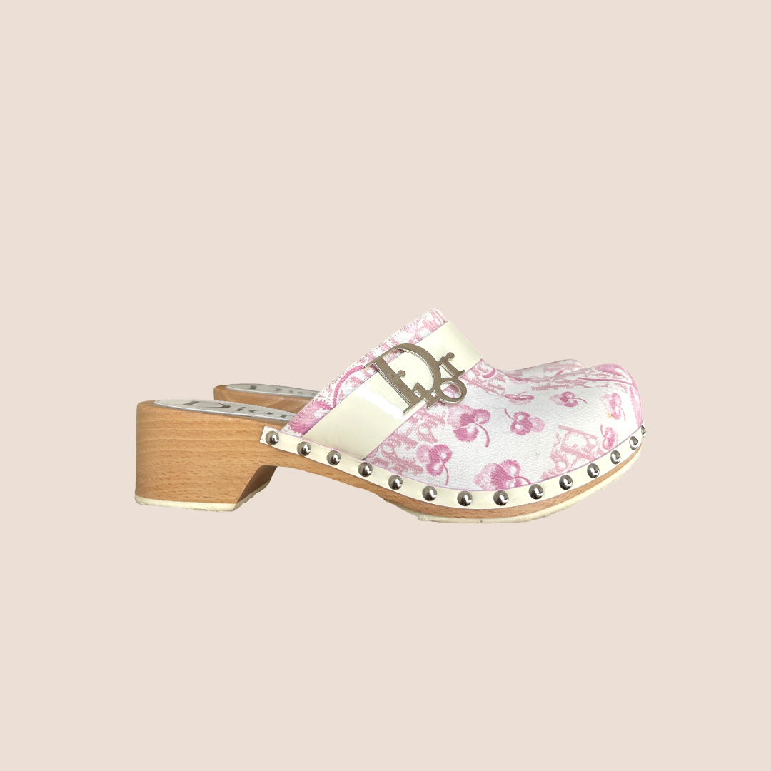 CHRISTIAN D1OR 2004 CHERRY BLOSSOM CLOG MULES