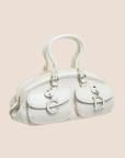 CHRISTIAN D1OR 2005 WHITE OBLIQUE CANVAS & LEATHER DETECTIVE BAG