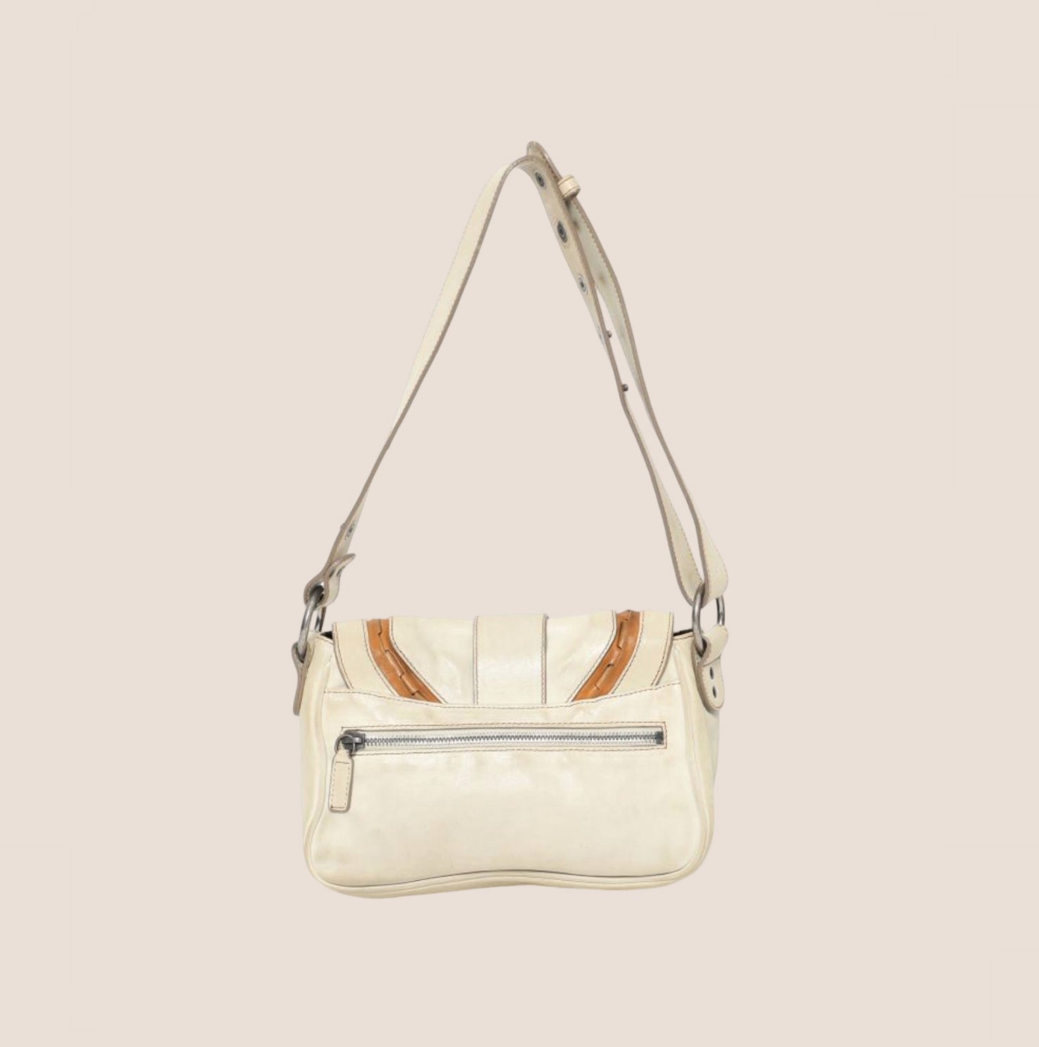 CHRISTIAN D1OR 2004 WHITE LEATHER MINI GAUCHO BAG