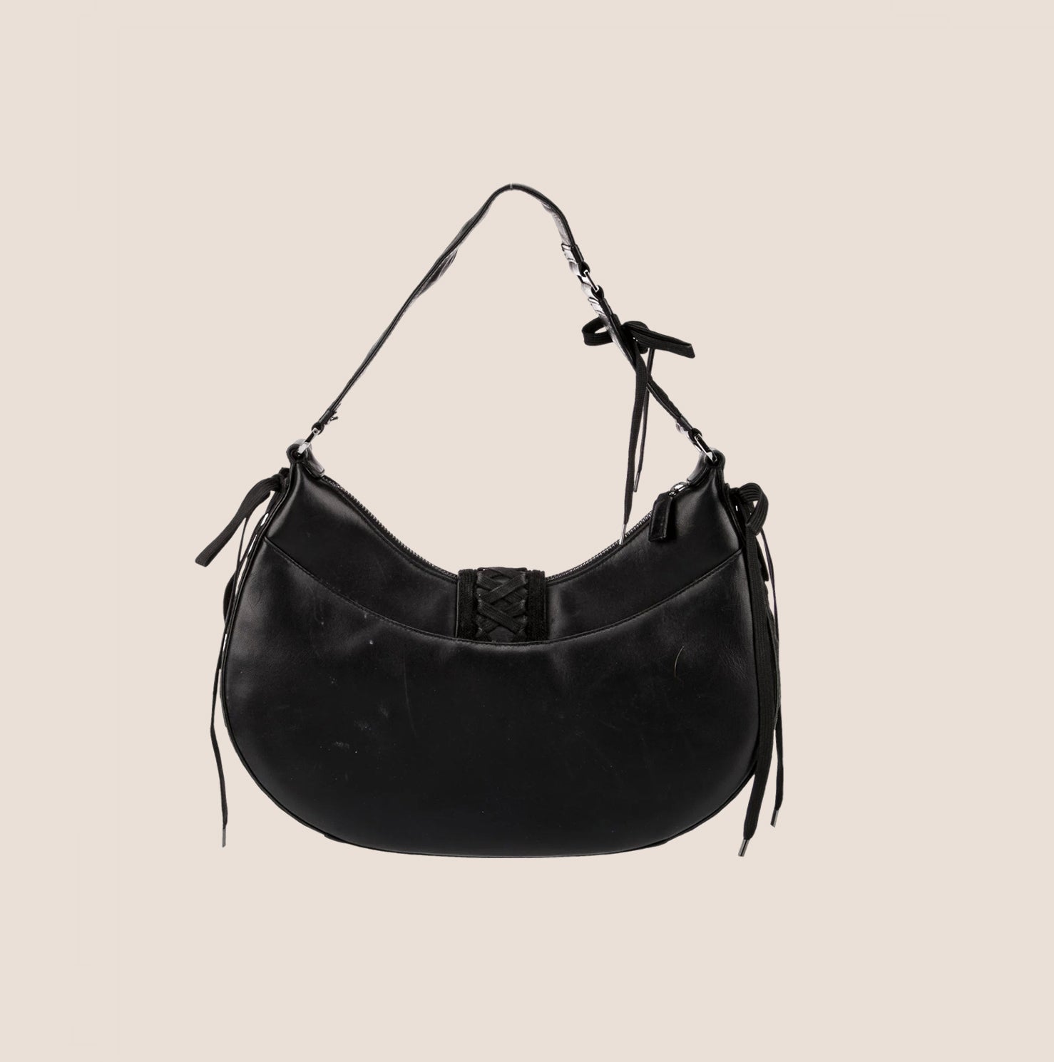 CHRISTIAN D1OR 2002 BLACK LEATHER ADMIT IT CORSET BAG