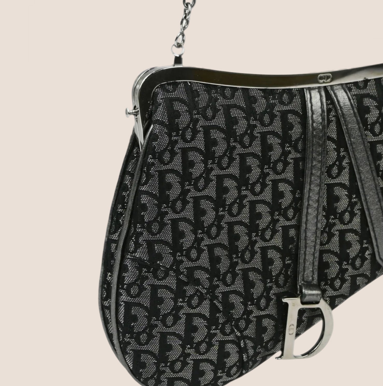 CHRISTIAN D1OR 2003 GREY JACQUARD TROTTER MICRO SADDLE BAG