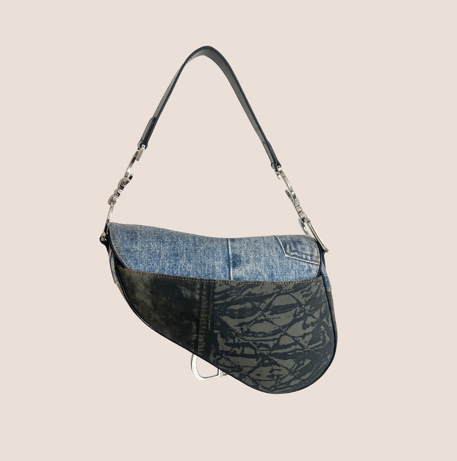 CHRISTIAN D1OR 2001 DENIM "MISS D1ORELLA" SADDLE BAG