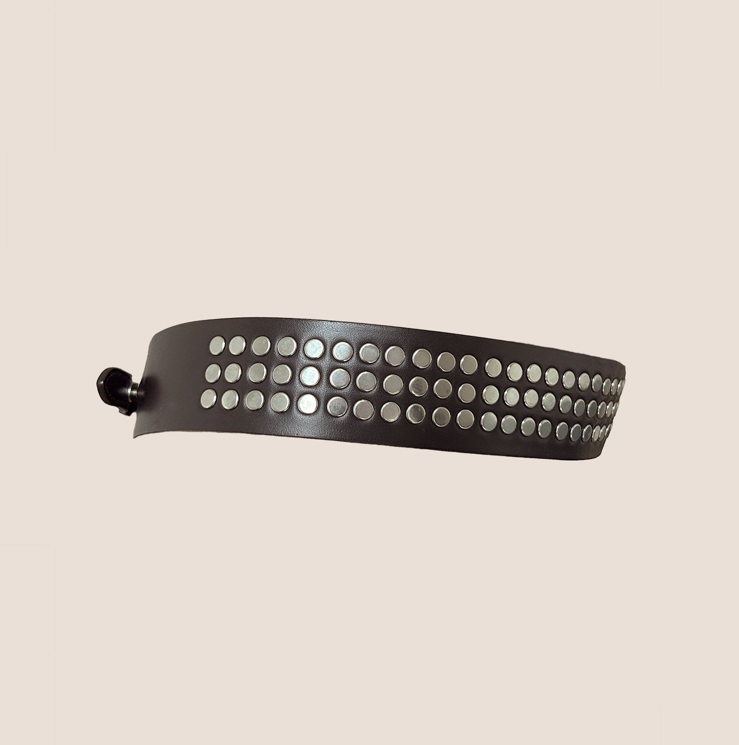 CHRISTIAN D1OR 2000 BROWN LEATHER STUDDED CD BUCKLE BELT