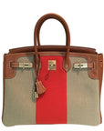 HMS Birkin 35 Flag Bag Tan Orange Toile Limited Edition